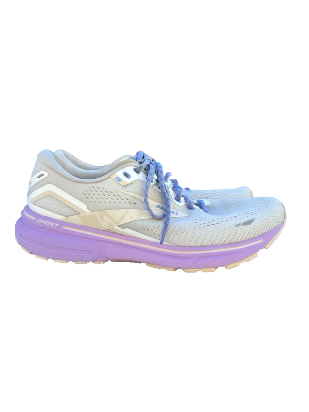 Women’s Brooks Ghost Running Shoe - Light Gray with Lavender Midsole size 11